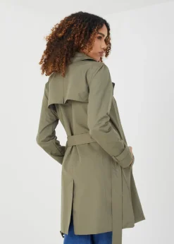 Brave Soul Khaki Double Breasted Short Trench Coat