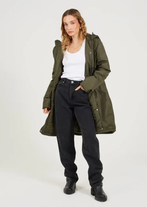 Brave Soul Khaki Shower Resistant Padded Parka Jacket