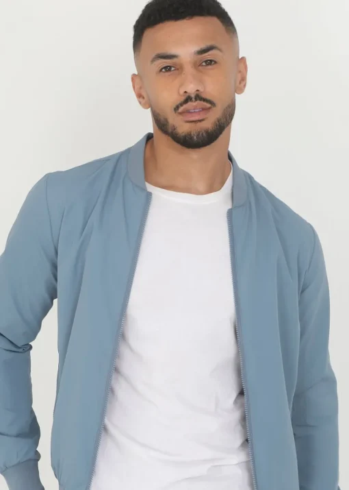Brave Soul Light Blue Bomber Jacket