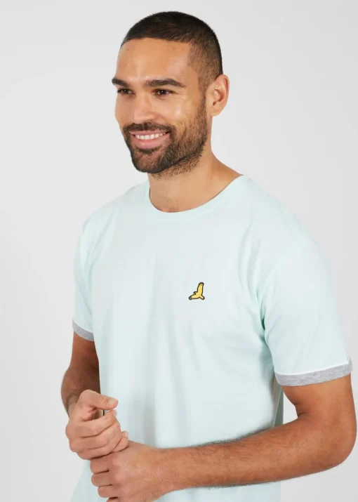 Brave Soul Light Blue Crew Neck T-Shirts with Contrast Piping 3-Pack