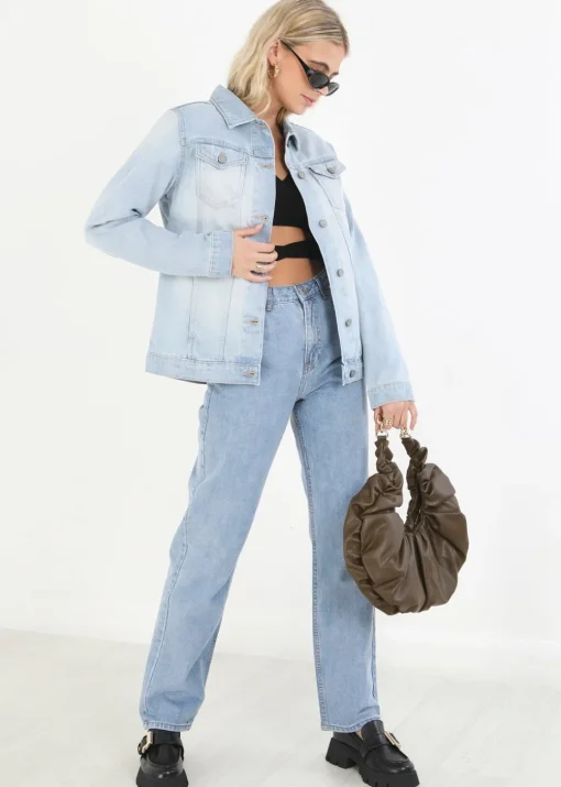 Brave Soul Light Blue Oversized Denim Jacket
