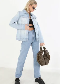 Brave Soul Light Blue Oversized Denim Jacket