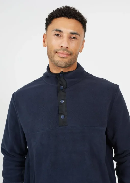 Brave Soul Navy Contrast Quarter Zip Fleece