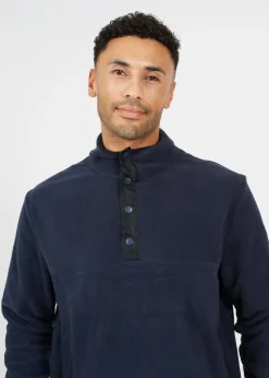 Brave Soul Navy Contrast Quarter Zip Fleece