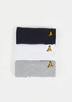 Brave Soul Navy Crew Neck T-Shirts with Contrast Piping 3-Pack