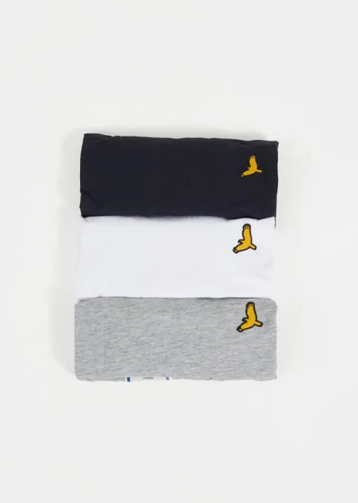 Brave Soul Navy Crew Neck T-Shirts with Contrast Piping 3-Pack