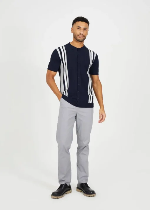 Brave Soul Navy Knitted Short Sleeve Shirt