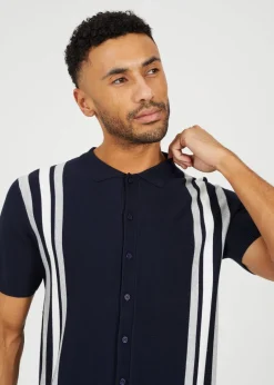 Brave Soul Navy Knitted Short Sleeve Shirt