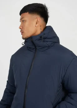 Brave Soul Navy Padded Hooded Jacket