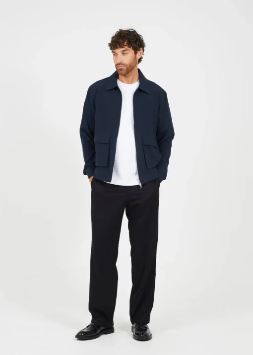 Brave Soul Navy Patch Pocket Harrington Jacket
