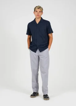 Brave Soul Navy Revere Collar Short Sleeve Shirt