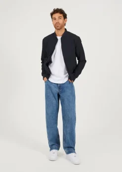 Brave Soul Navy Seersucker Bomber Jacket