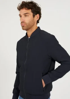 Brave Soul Navy Seersucker Bomber Jacket