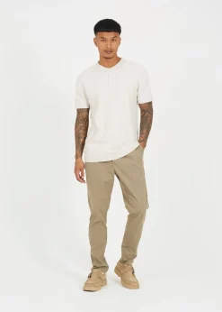 Brave Soul Sand Short Sleeve Knitted Polo Shirt