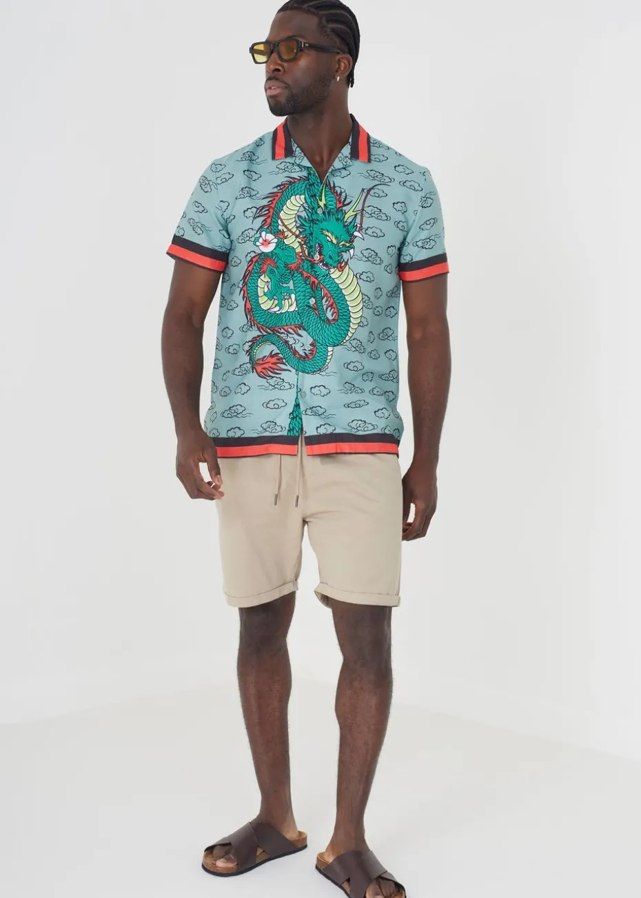 Brave Soul Soft Green Graphic Print Short Sleeve Shirt