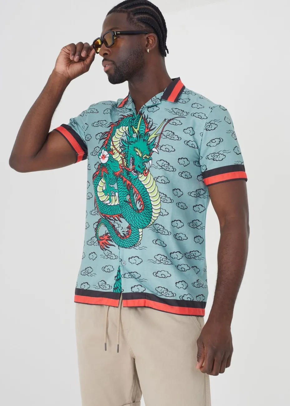 Brave Soul Soft Green Graphic Print Short Sleeve Shirt