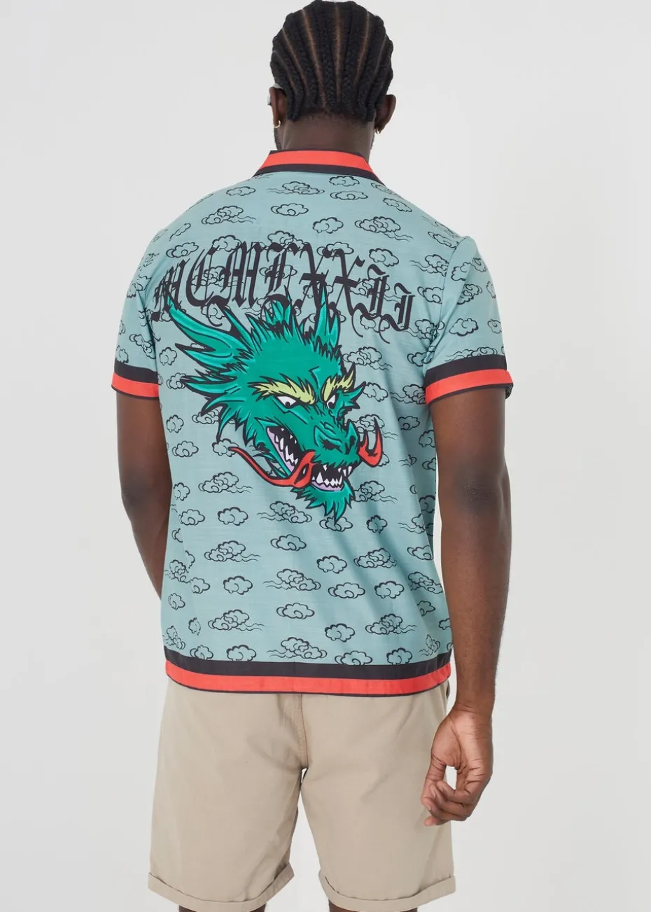 Brave Soul Soft Green Graphic Print Short Sleeve Shirt