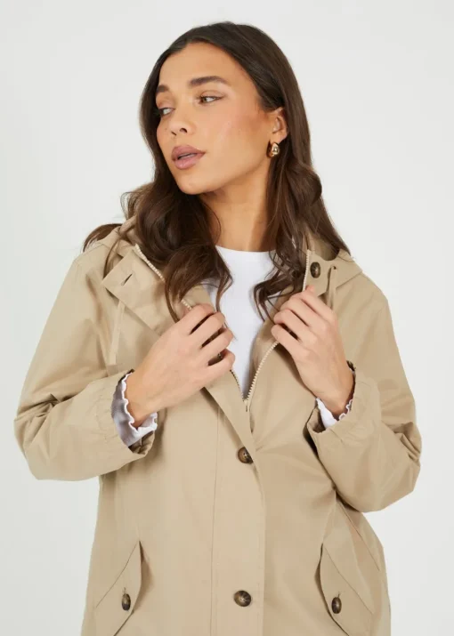 Brave Soul Stone Lightweight Parka Style Hooded Jacket