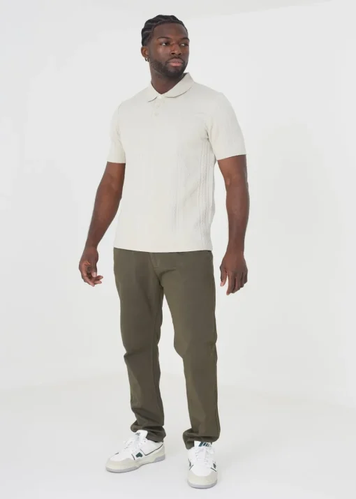 Brave Soul Stone Short Sleeve Jacquard Polo Shirt
