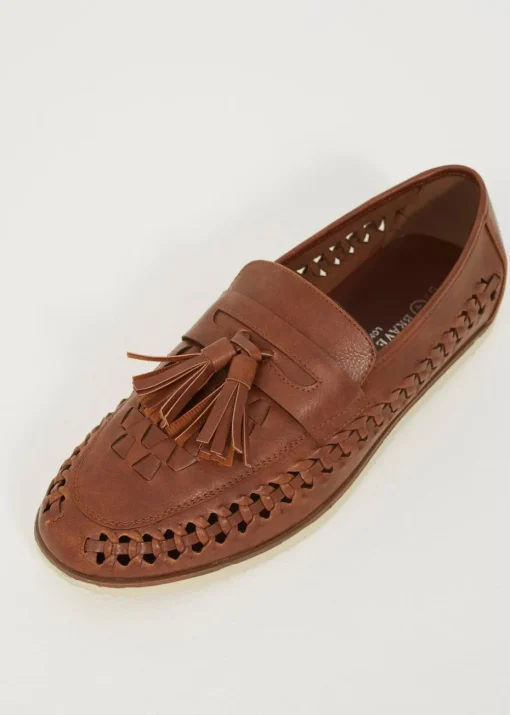 Brave Soul Tan Faux Leather Woven Loafers