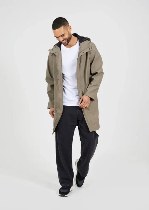 Brave Soul Taupe Rubberised Hooded Parka Style Jacket