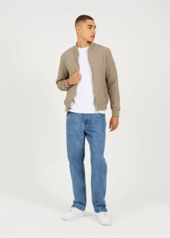 Brave Soul Taupe Seersucker Bomber Jacket