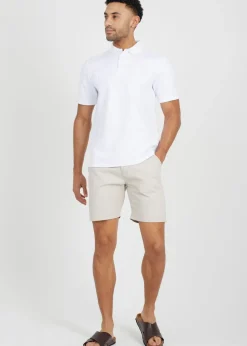 Brave Soul White Jaquard Knit Polo Shirt