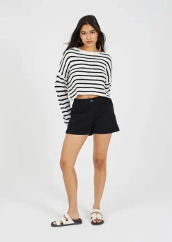 Brave Soul White Lightweight Stripe Jumper