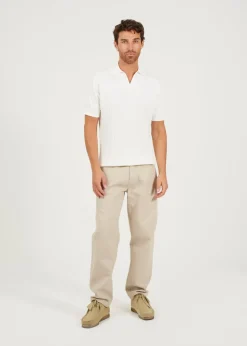 Brave Soul White Short Sleeve Knitted Polo Shirt