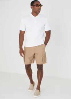 Brave Soul White Short Sleeve Jacquard Polo Shirt