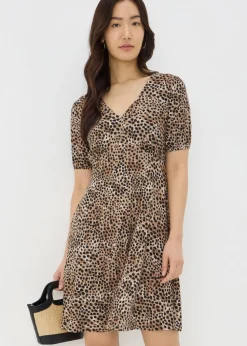 Brown Animal Print Mini Dress