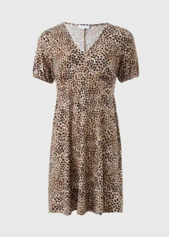 Brown Animal Print Mini Dress
