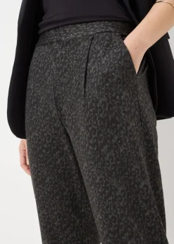 Brown Animal Tapered Ponte Trousers