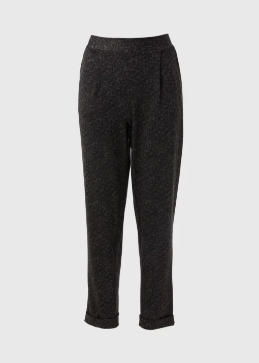 Brown Animal Tapered Ponte Trousers