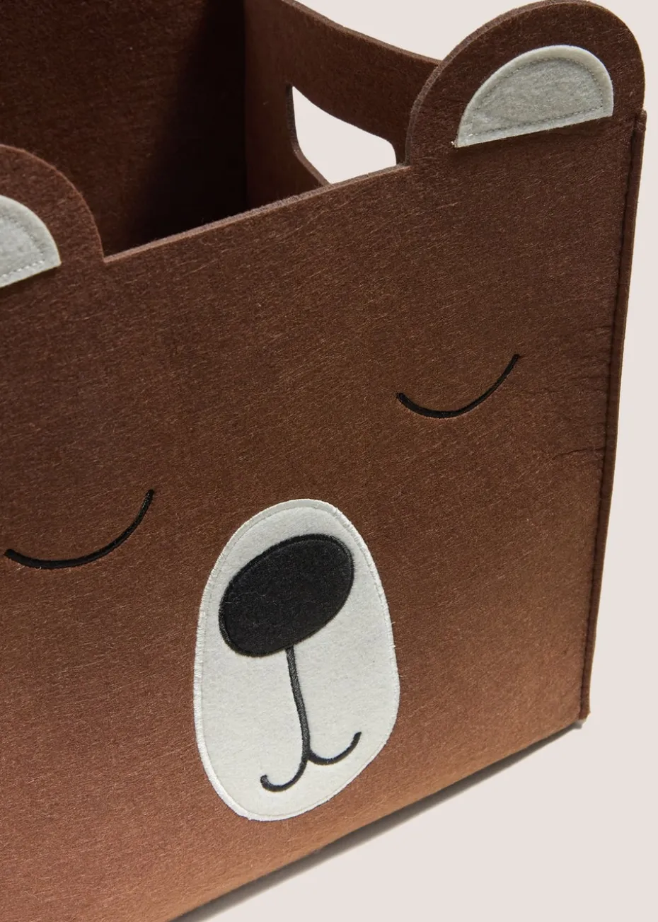 Brown Bear Felt Basket