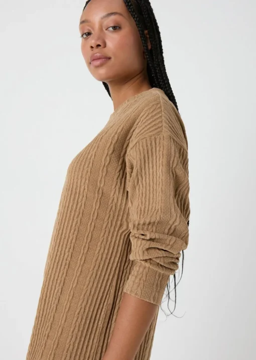 Brown Cable Knit Mini Dress