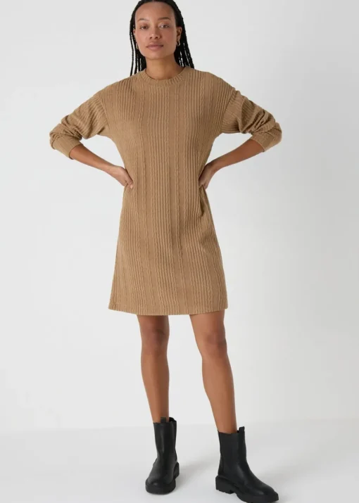 Brown Cable Knit Mini Dress