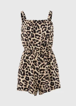 Brown Leopard Print Playsuit