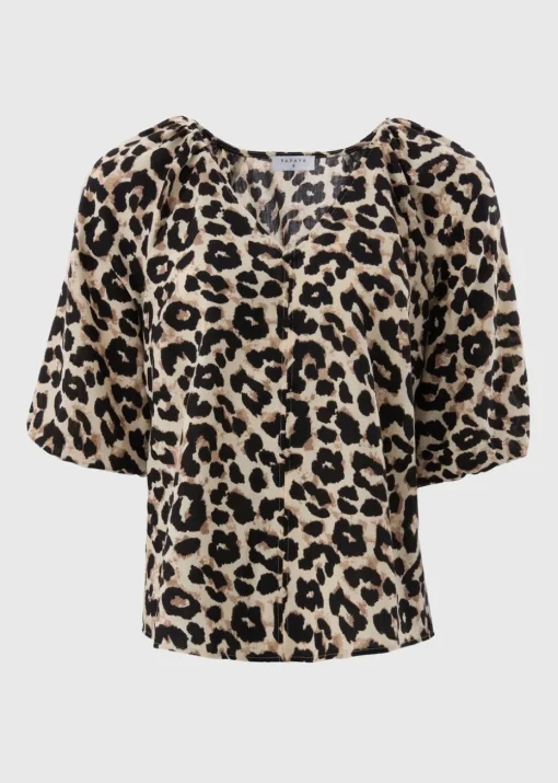 Brown Leopard Print Tea Blouse