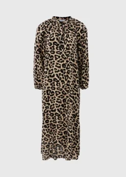 Brown Leopard Print Tunic Midaxi Dress