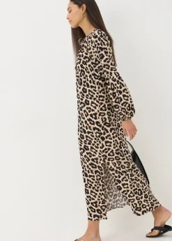 Brown Leopard Raglan Shirt Dress