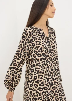 Brown Leopard Raglan Shirt Dress