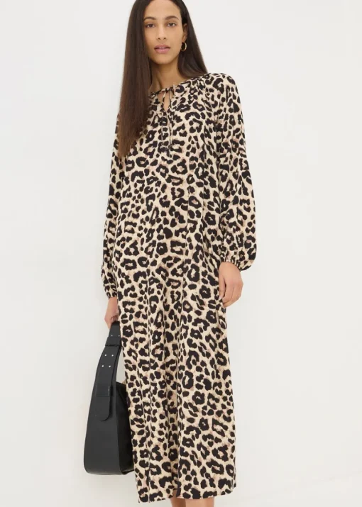 Brown Leopard Raglan Shirt Dress