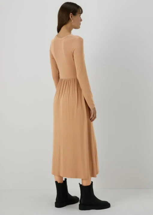 Camel Long Sleeve Midi Dress