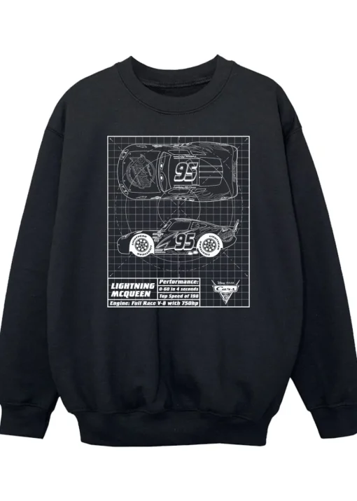 Cars Kids Black Lightning McQueen Blueprint Sweatshirt (3-13 yrs)
