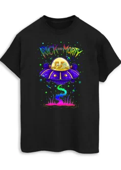 Cartoon Network Rick & Morty Space Cruiser Black Printed T-Shirt