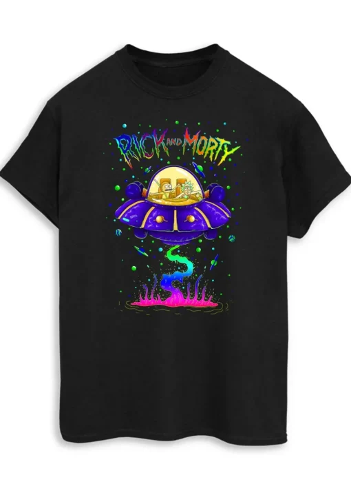 Cartoon Network Rick & Morty Space Cruiser Black Printed T-Shirt