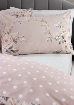 Catherine Lansfield Blush Pink Canterbury Floral Reversible Duvet Cover Set with Pillowcases