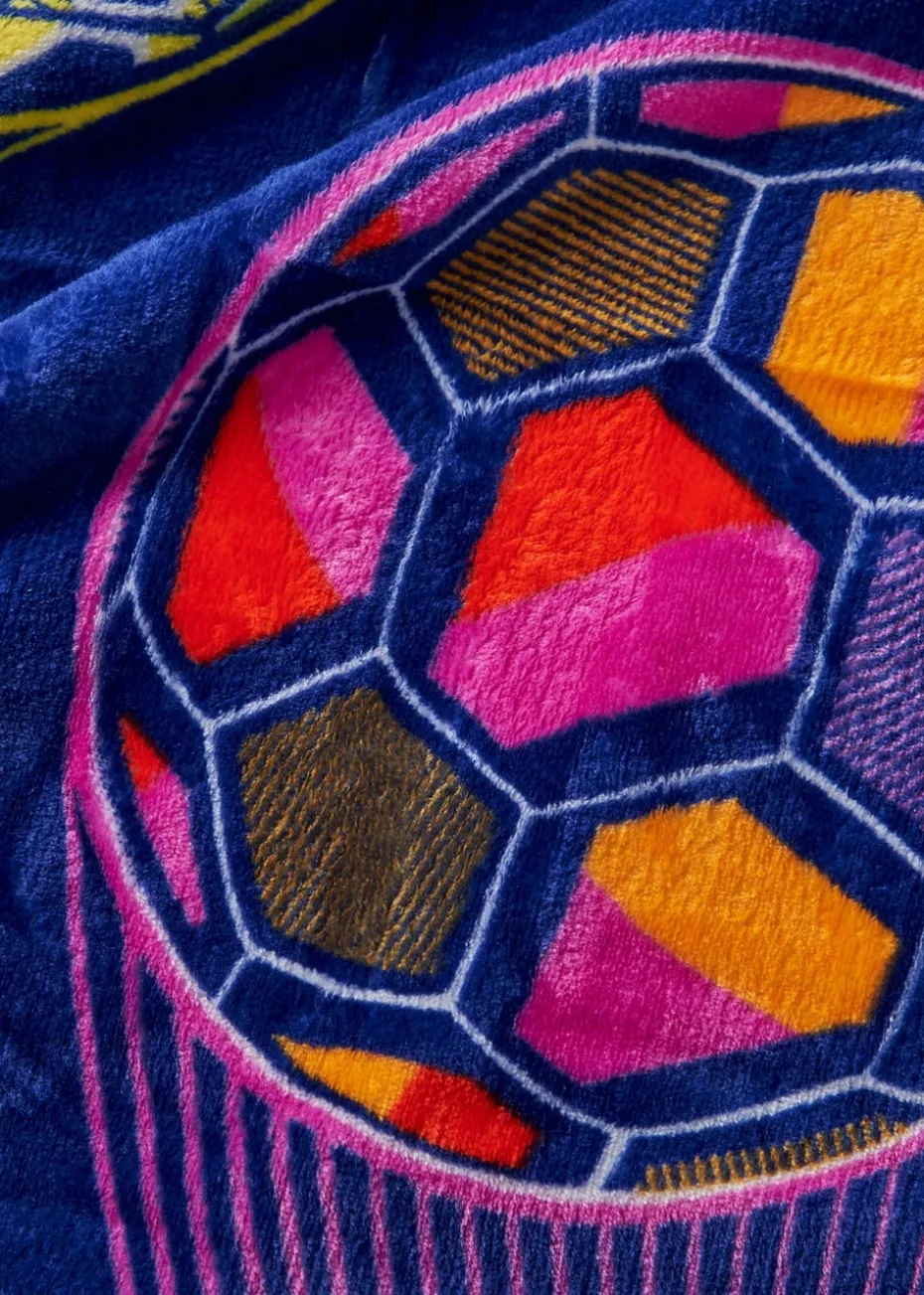 Catherine Lansfield Bright Blue Football Cosy Fleece Blanket Throw