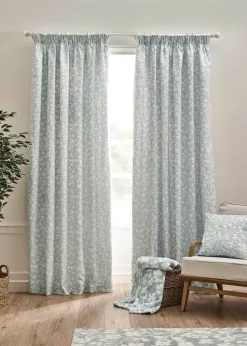 Catherine Lansfield Brooke Floral Lined Pencil Pleat Curtains